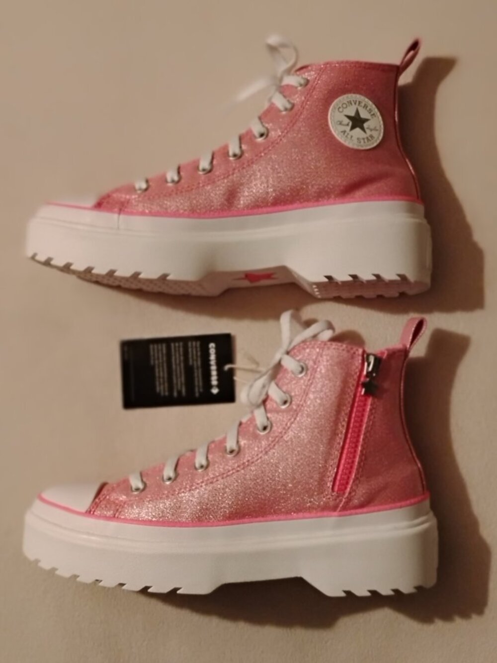 Converse Chuck Taylor Platform High-Top Sneakers - Sparkly Pink - Size 8
